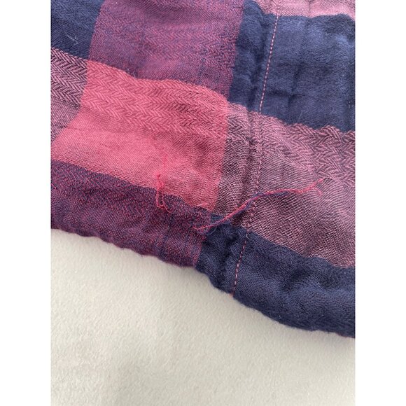 Cloth & Stone Plaid Bell Sleeve Crop Top Size M Maroon Blue Preppy Academia Chic - Picture 8 of 10